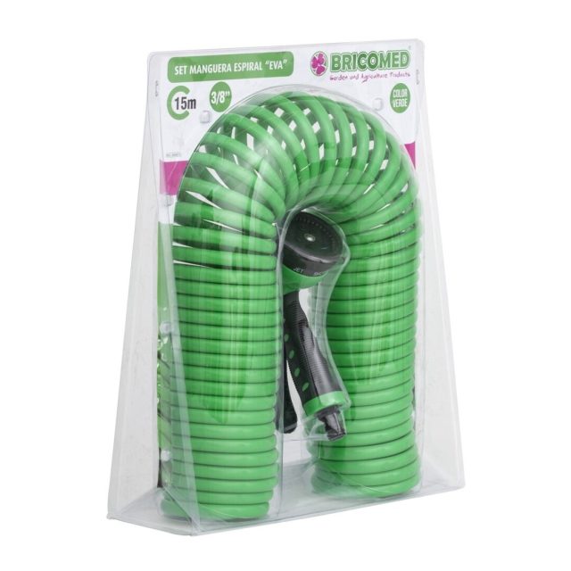 SET MANGUERA ESPIRAL EVA 3/8" 15M VERDE