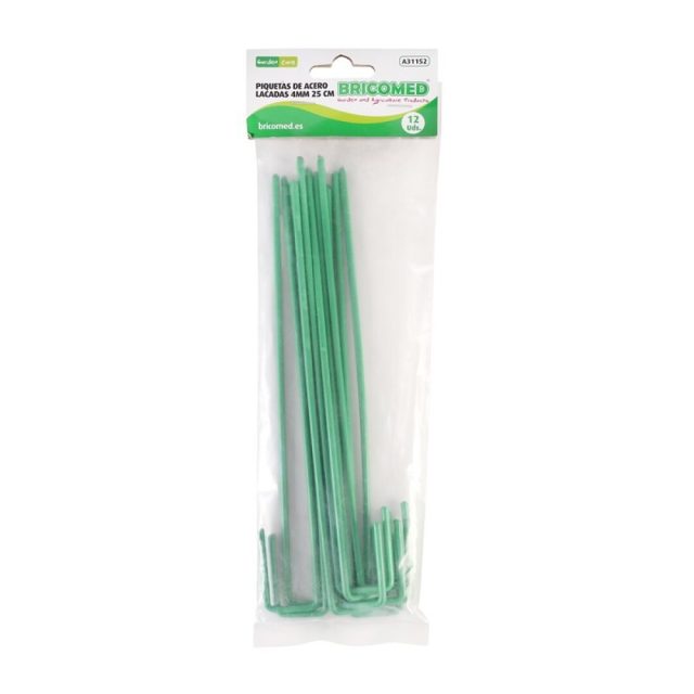 PIQUETA DE ACERO 4MM 25CM GREEN BAG 12 PCS